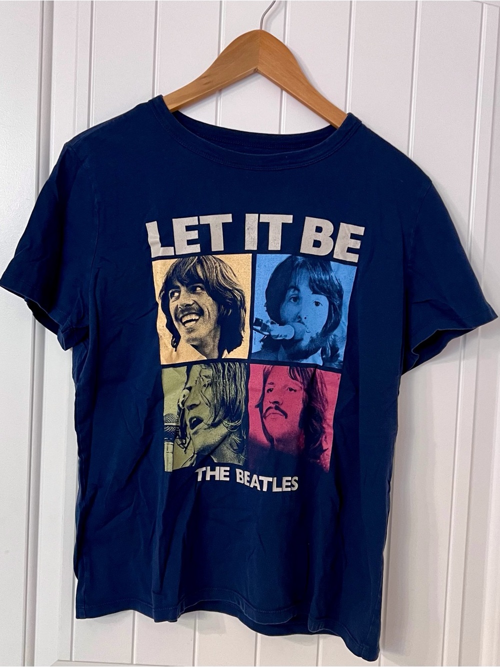 The Beatles Navy 'Let It Be' Women’s Multicolor Portrait Tee